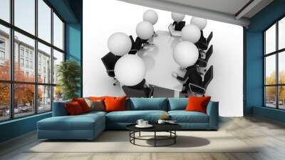 3d rendering of a group of little guys - conference table Wall mural