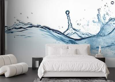 A splash of water with bubbles on a white background. Wall mural