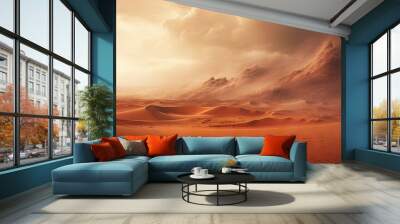 Desert landscape with a sandstorm. Wall mural