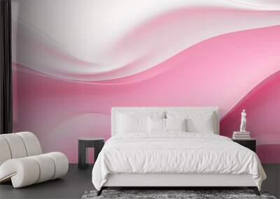 Pink waves shapes background texture on white. Wall mural