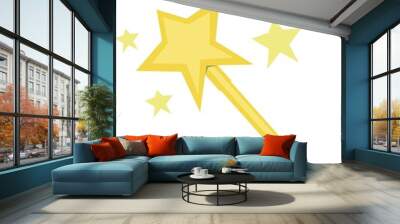 Vector emoticon illustration of a yellow magic wand with stars Wall mural