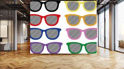 Vector illustration of sunglasses of different colors Wall mural