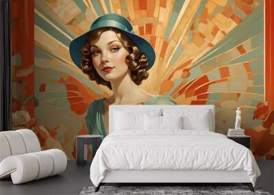 art deco vintage girl poster Wall mural