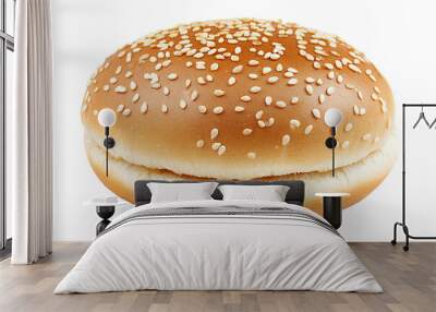 Burger bun with sesame seeds isolated on a transparent background Wall mural