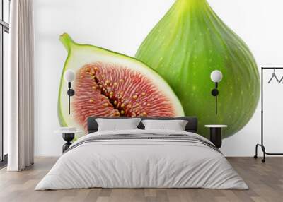 Green fig fruit isolated on a transparent background Wall mural