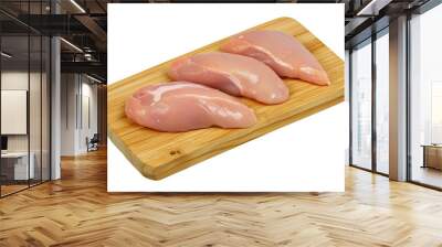 raw chicken fillets on a wooden board isolated on a transparent background Wall mural