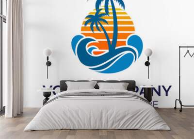 beach logo design with modern concepts vector template on white background Wall mural