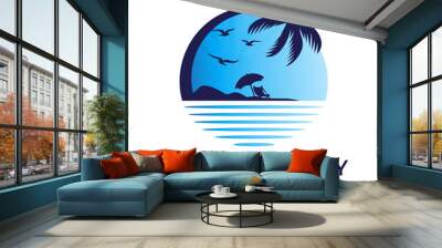 beach logo design with modern concepts vector template on white background Wall mural