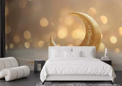 Elegant Ramadan Greeting Card Minimalist Design Wall mural