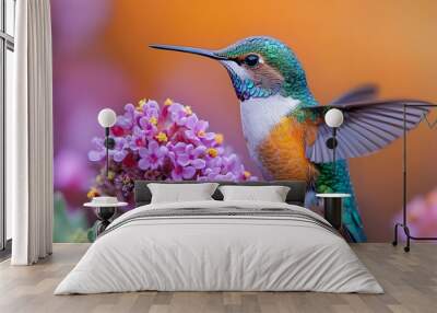 Hummingbird with Spread Wings, Closeup Photo Wall mural