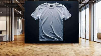 White T-Shirt Mockup on a Dark Background Wall mural