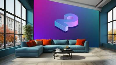 'THREE DEE' tech font character '2', isometric vector illustration Wall mural