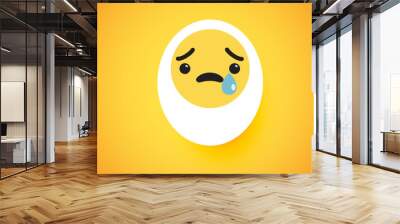 Cute egg emoticon face, vector illustration Wall mural