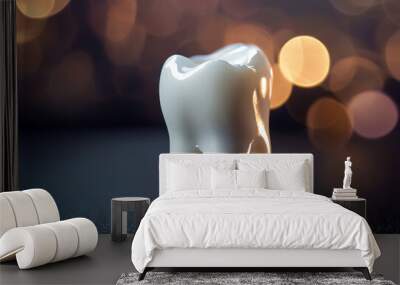 Close-up with a premolar teeth, 3d rendering Wall mural