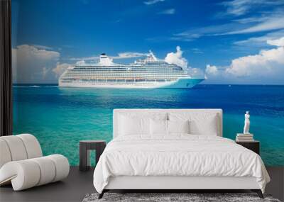 landscape with a cruise ship on the turquoise sea Wall mural