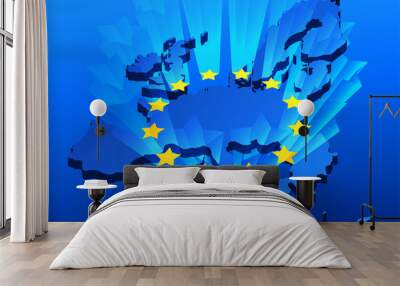 europe union map background with shining stars Wall mural