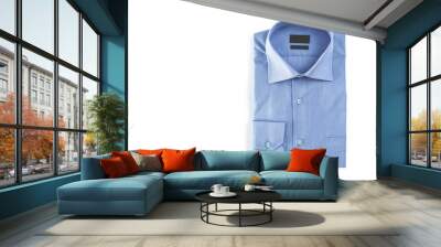 Blue man shirt on white background Wall mural