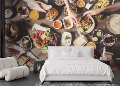 Delicious traditional turkish breakfast on table Wall mural