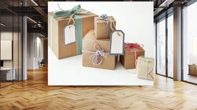 Gift boxes islolated on white background Wall mural