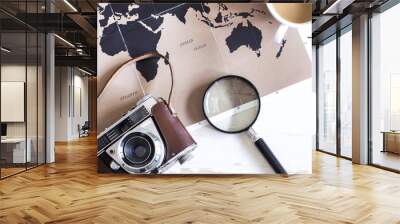 Travel planning concept on table Wall mural