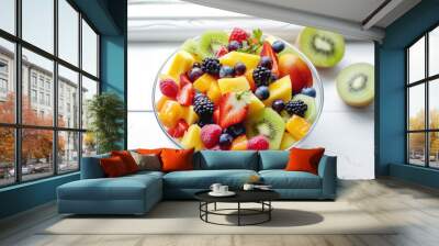 Crisp and Colorful Fresh Fruit Salad Wall mural