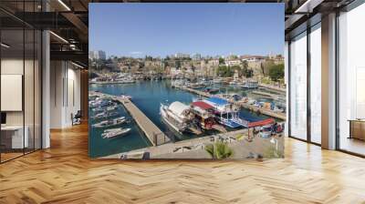 Antalya, Turkey - January 03, 2018: The historic old port of Antalya province, Kaleici- Oldtown of Antalya Wall mural