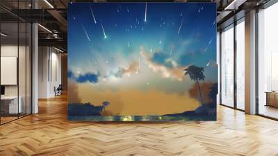 falling star on cloudy afternoon twilight on a beach anime wallpaper high definition Wall mural