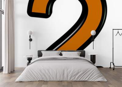 3d coffee colored number 2 Wall mural