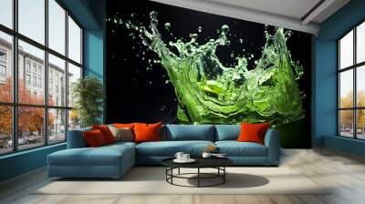 Green Water Splashs Wall mural