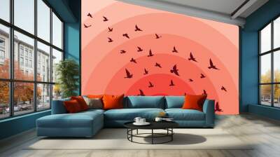 Flying birds silhouettes on white background. Vector illustration. isolated bird flying. tattoo and wallpaper background design. Wall mural