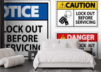 Caution Sign, Lock Out Before Servicing Wall mural