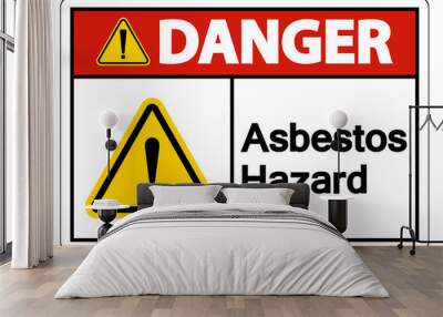 Danger Asbestos Hazard Symbol Sign On White Background Wall mural