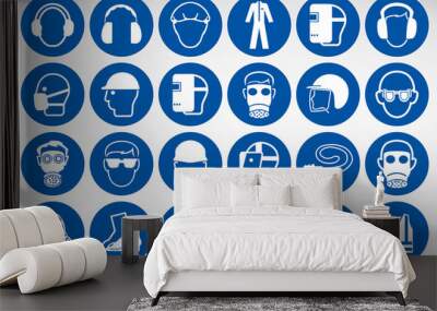 Required Personal Protective Equipment (PPE) Symbol,Safety Icon Wall mural