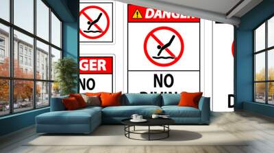 Swimming Pool Sign Danger No Diving Wall mural