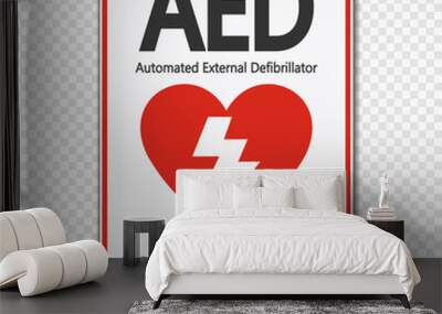 Symbol AED Sign label on white background Wall mural