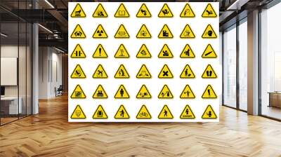 Warning Hazard Symbols labels Sign Isolate on White Background,Vector Illustration Wall mural