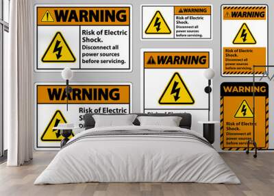 Warning Risk of electric shock Symbol Sign Isolate on White Background Wall mural