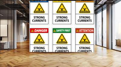 Water Safety Sign Warning - Strong Currents Wall mural