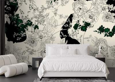 flower pattern texture print,repeat design pattern for textile printing factory Wall mural