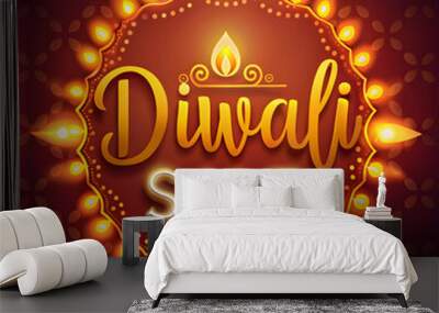 Indian festival Diwali text design with festive background Diwali sale Wall mural