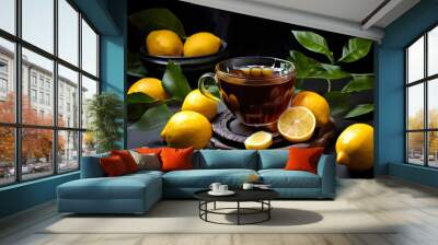 tea with lemon and cinnamon Wall mural