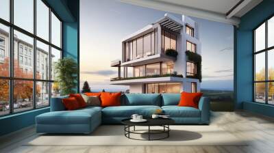 modern house in the city Wall mural