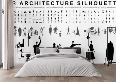 200 Architecture silhouettes - Vector Wall mural