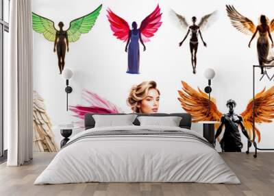 angel silhouette isolated set png collection with wing back Wall mural