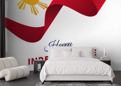 Banner or poster of Philippines independence day celebration. Waving flag. Vector illustration. Wall mural