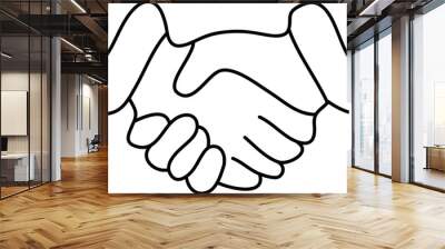 handshake icon flat line art illust ration on white background..eps Wall mural