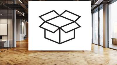 Open cardboard box line icon. Cardboard box waste outline vector icon. Symbol, logo flat illustration on white background..eps Wall mural