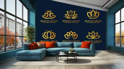 Beauty lotus flower logo design template collection. Vector illustration. Wall mural