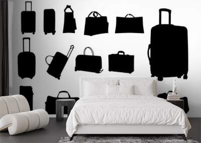 Collection of bag and suitcase silhouette templates. Editable vector illustration in EPS.10 Wall mural