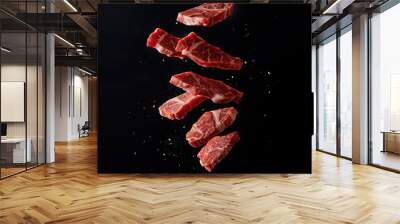 Sliced Wagyu, falling with spices Wall mural